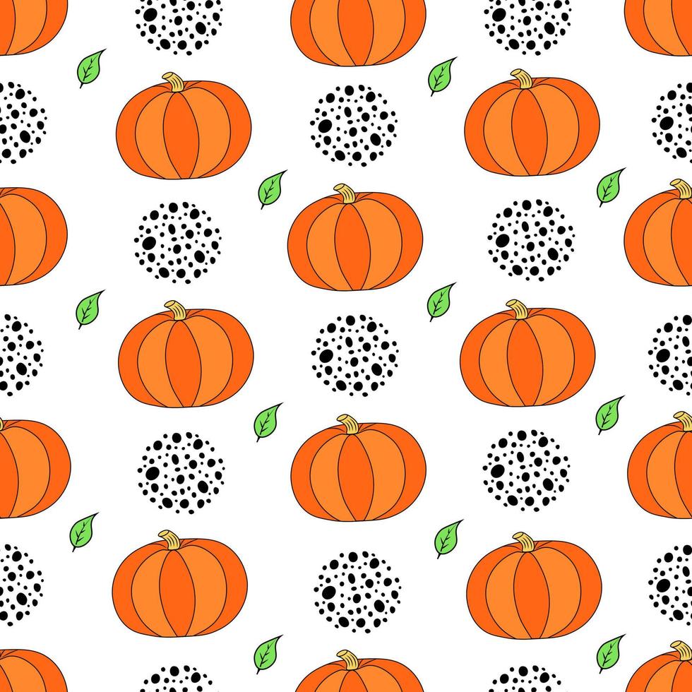 patrón sin costuras de calabaza. ilustración para impresión, fondos, cubiertas y embalaje. la imagen se puede utilizar para tarjetas de felicitación, carteles, pegatinas y textiles. aislado sobre fondo blanco. vector