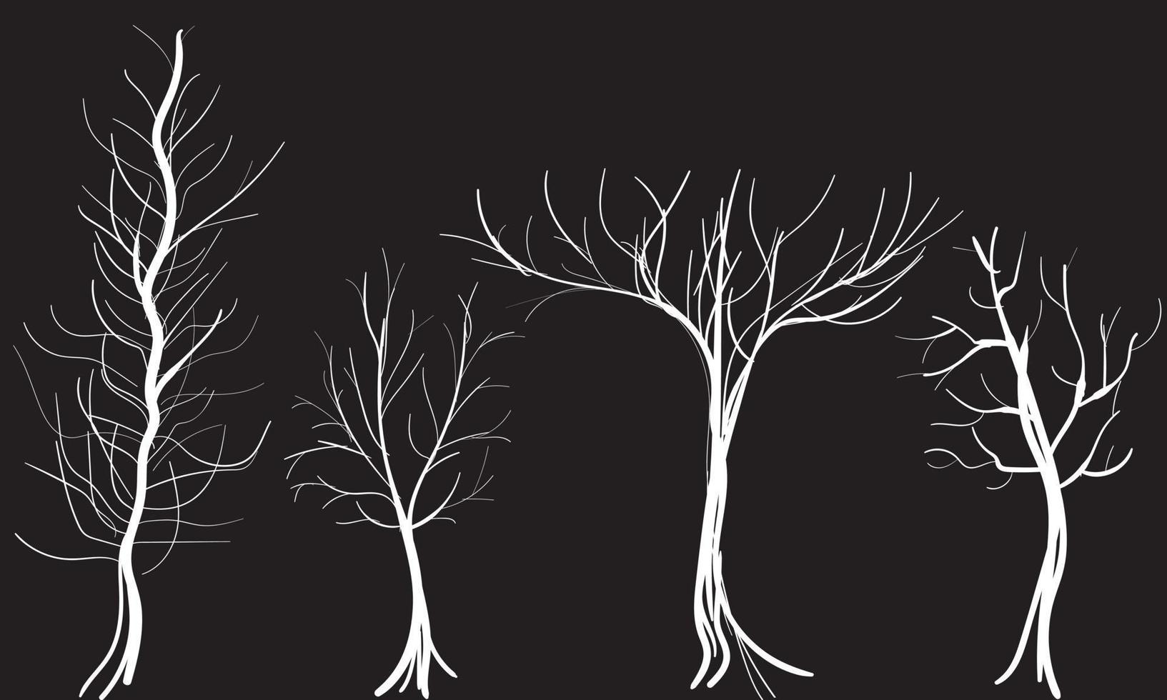 conjunto de silueta de árbol de rama otoñal vector