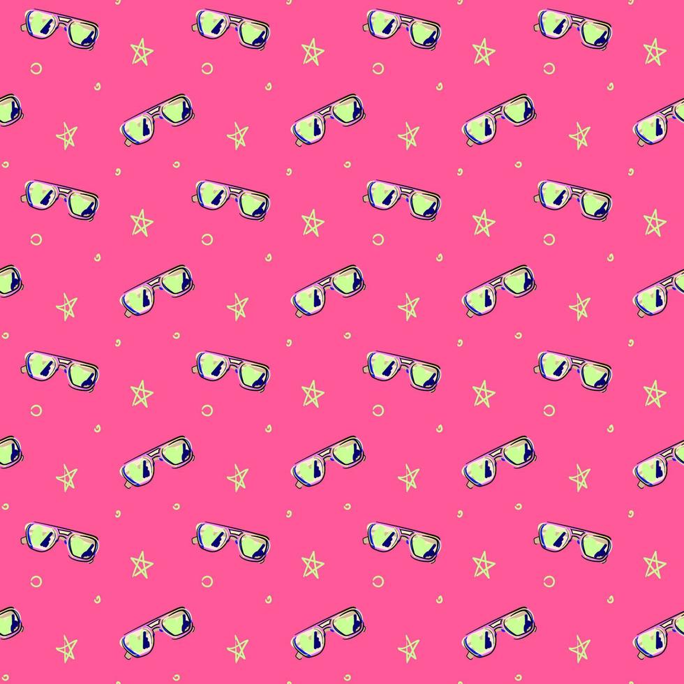 gafas en un patrón sin costuras de fondo rosa. diseño para moda, tela, textil, papel pintado, portada, web, envoltura y todas las impresiones. vector