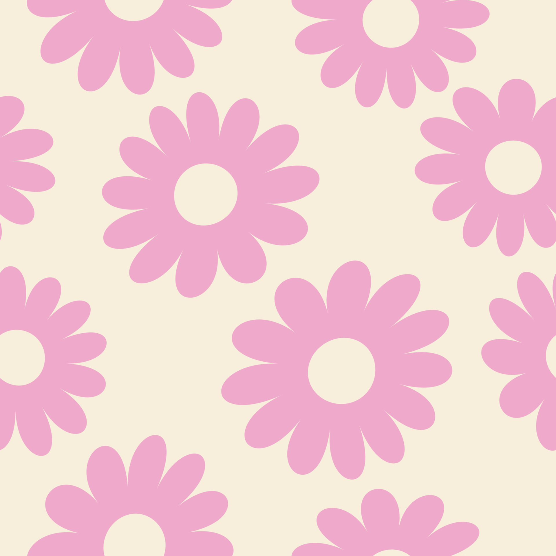 Floral Vector Background With Vintage Groovy Daisy Flowers