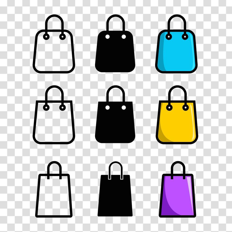 Shopping bag icons set vector with 3 variation