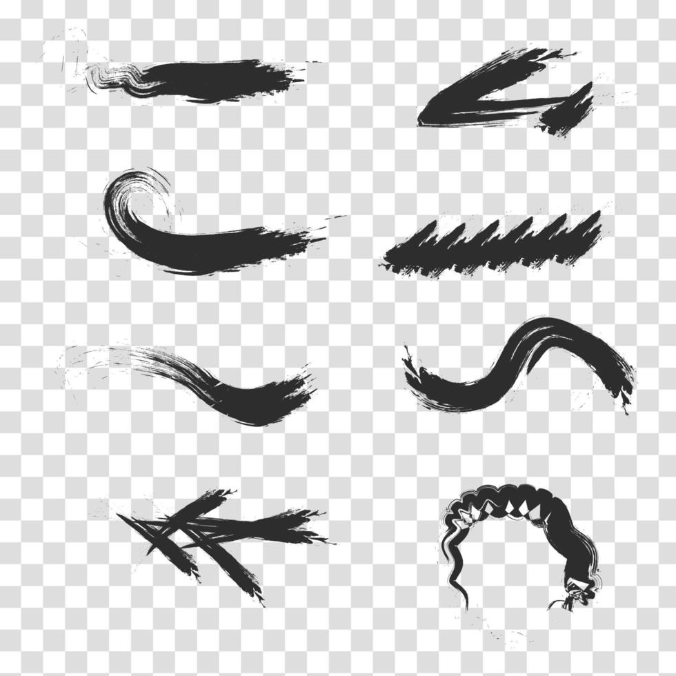 set grunge vector design template. hand brush with black color