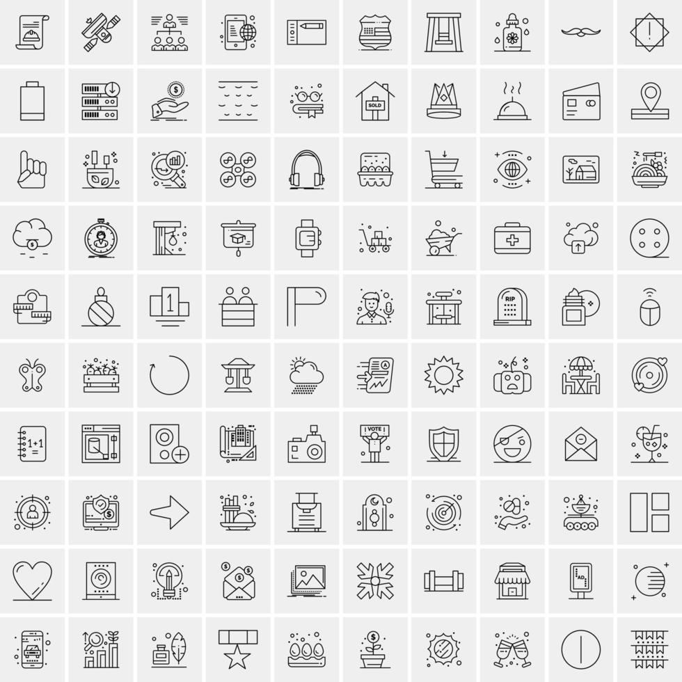 Set of 100 Creative Business Line Icons vector