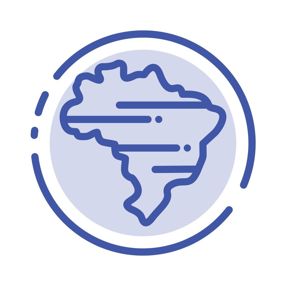 brasil mapa país azul línea punteada línea icono vector