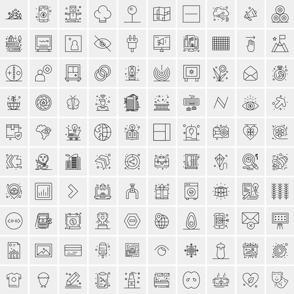 Pack of 100 Universal Line Icons for Mobile and Web vector