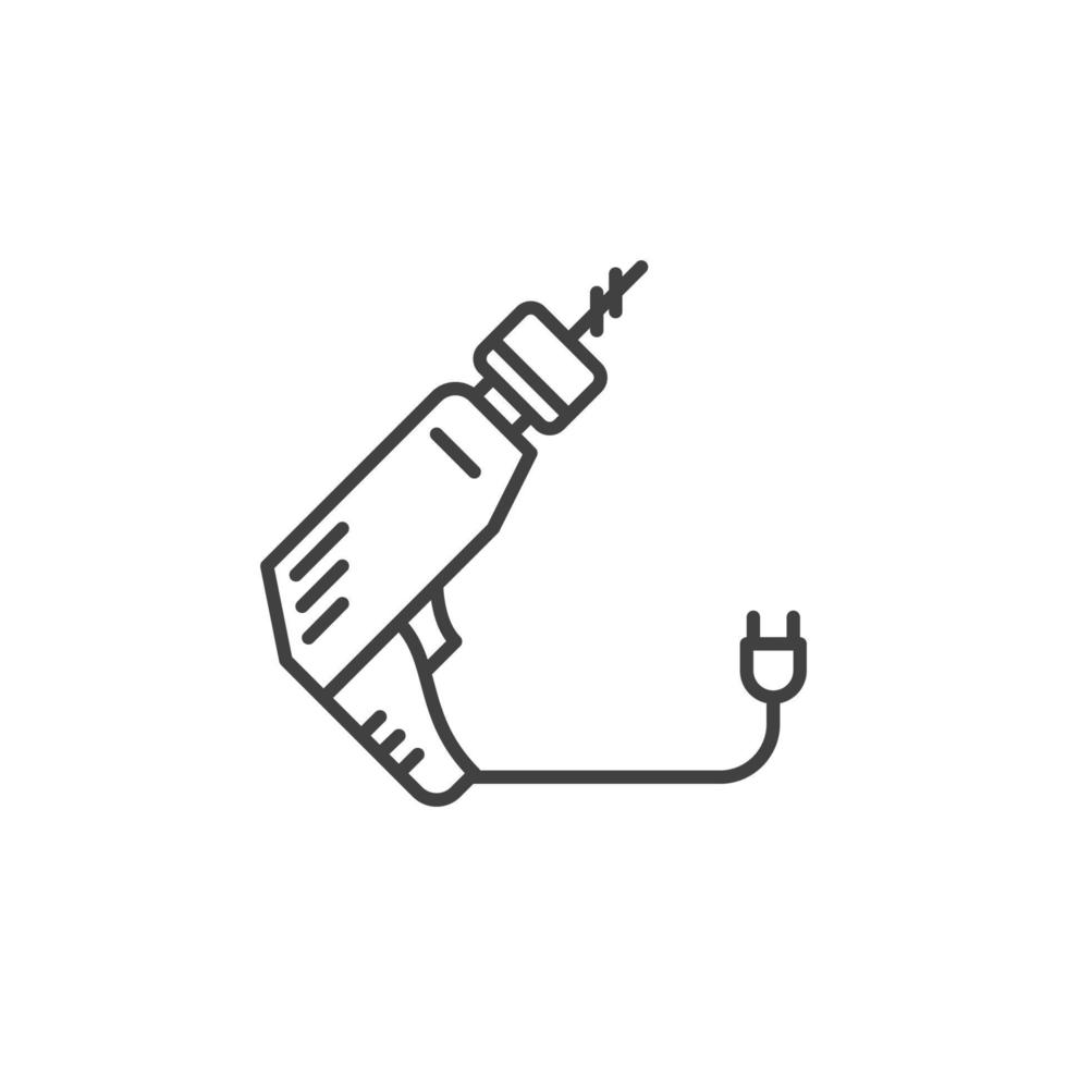 Electric drill vector concept outline icon or symbol