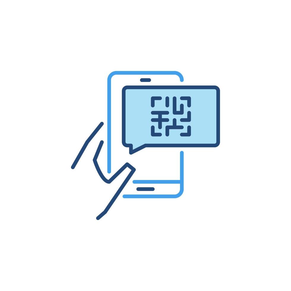 Hand holding Smartphone with QR Code colored icon vector