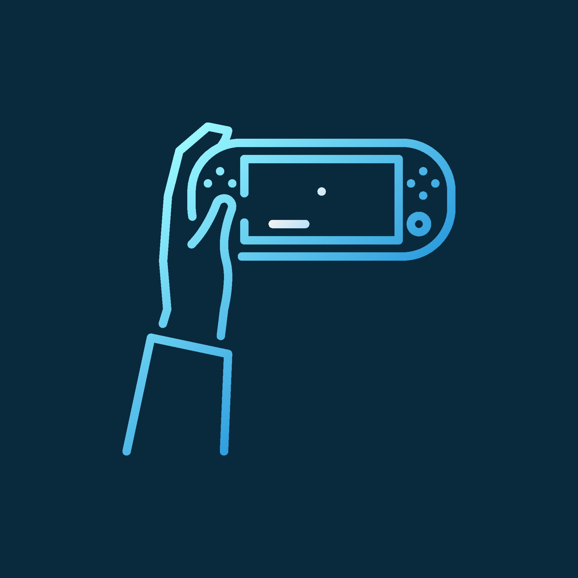 Hand holding Handheld Game Console vector colored line icon 13507828