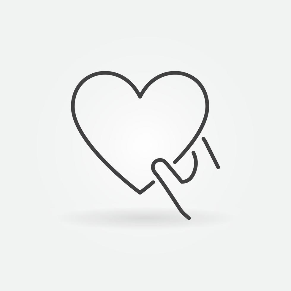 Hand holding Heart vector outline icon. Donation line symbol