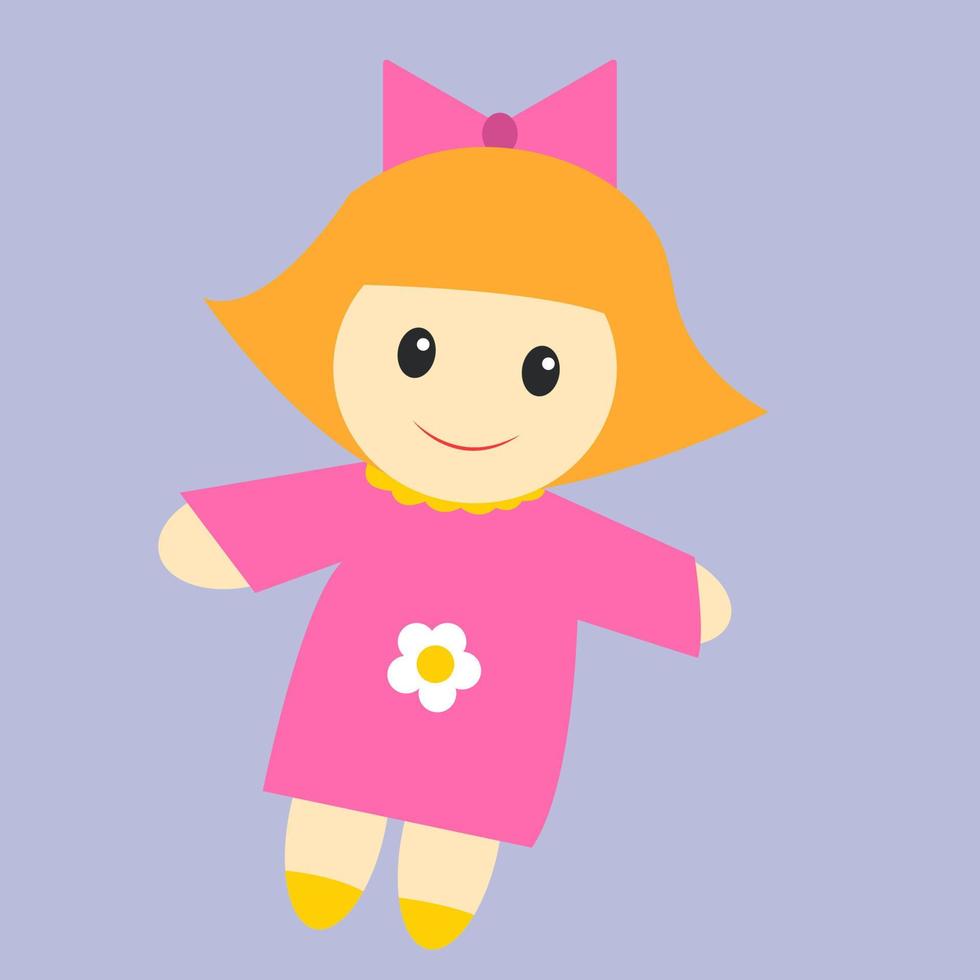 Doll in pink, illustration, vector on white background.