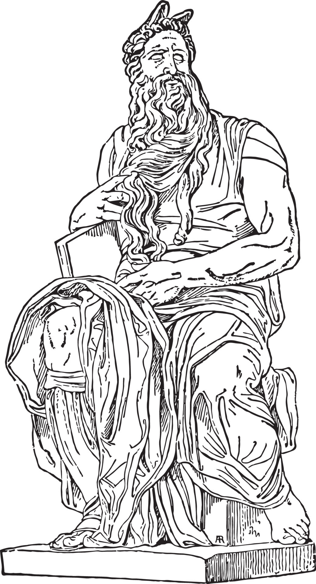 Moses Sculpture is a sculpture by the Italian High Renaissance artist  Michelangelo Buonarroti, vintage engraving. 13507931 Vector Art at Vecteezy