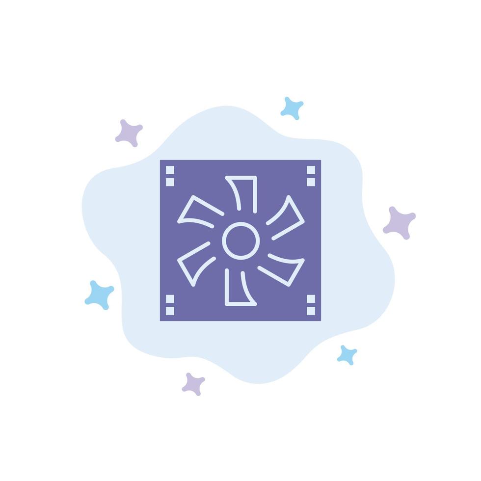 Cooler Fan Computer Cooler Device Fan Blue Icon on Abstract Cloud Background vector