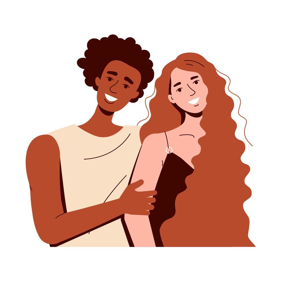 A man and a woman confess their love. Vector postcard FLAT on a white background