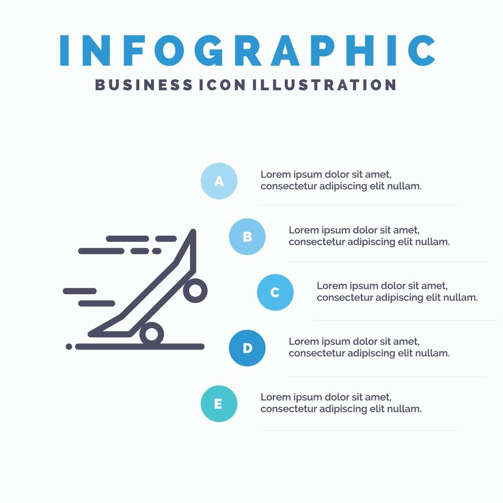 Fast Ride Riding Skateboard Skateboard Line icon with 5 steps presentation infographics Background vector