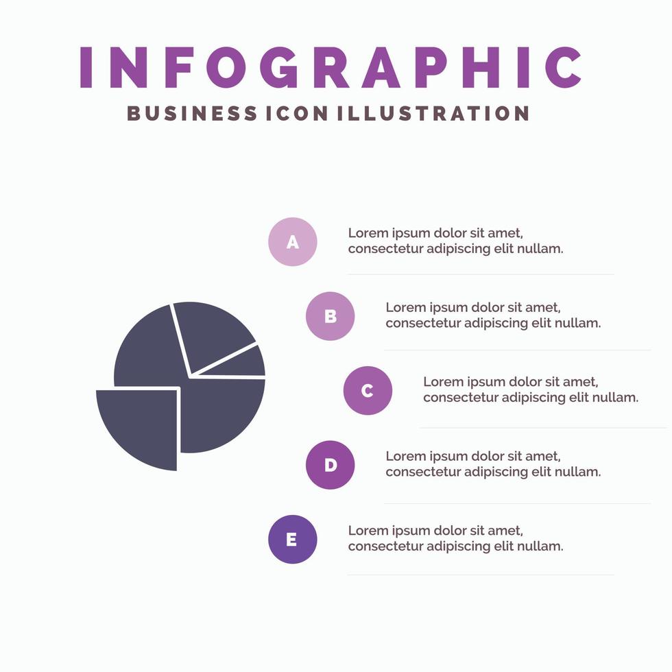 Analytics Chart Pie Graph Solid Icon Infographics 5 Steps Presentation Background vector