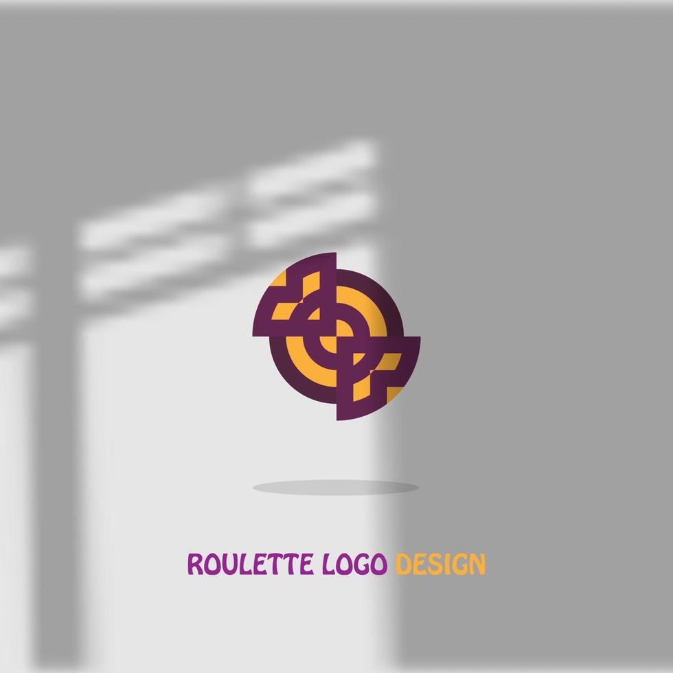 logo icono diseño ruleta elegante naranja y púrpura colores simple eps 10 vector