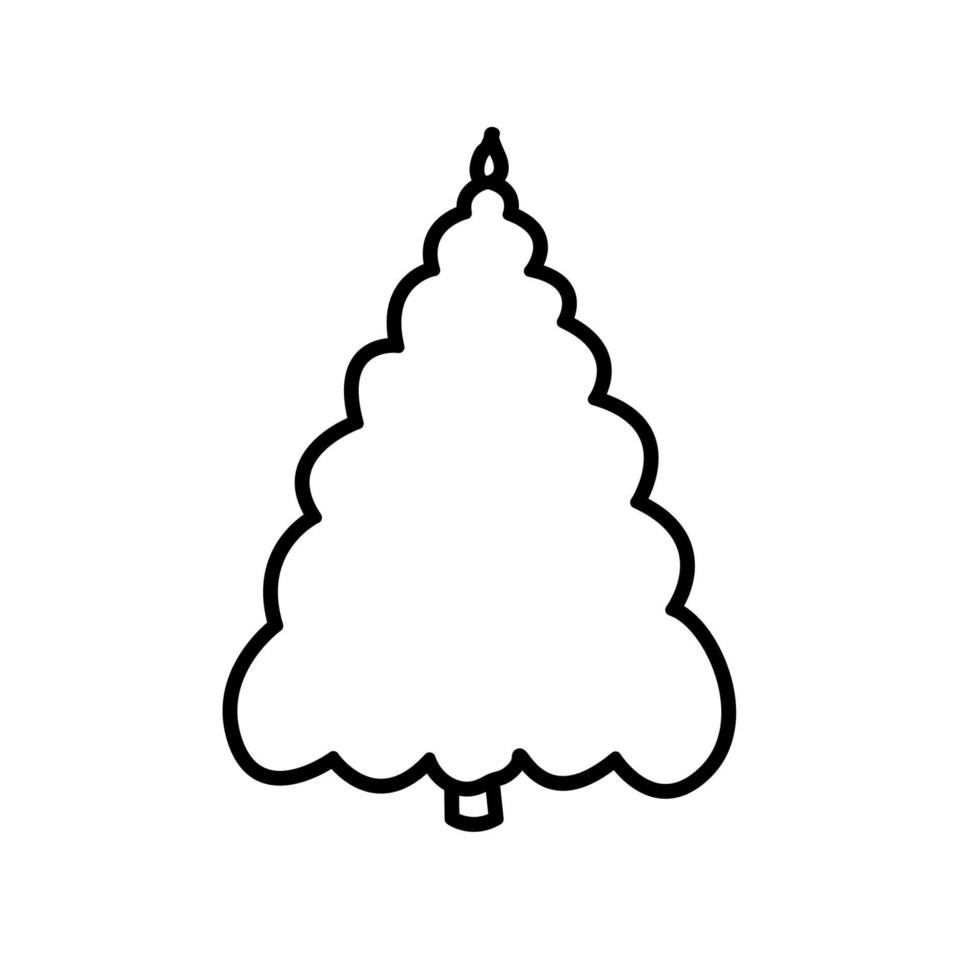 Line art of Christmas tree. Vector illustration for kids.