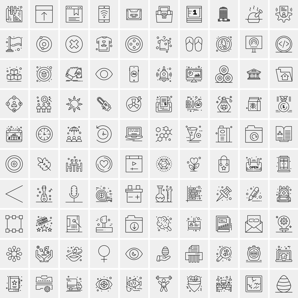 Pack of 100 Universal Line Icons for Mobile and Web vector