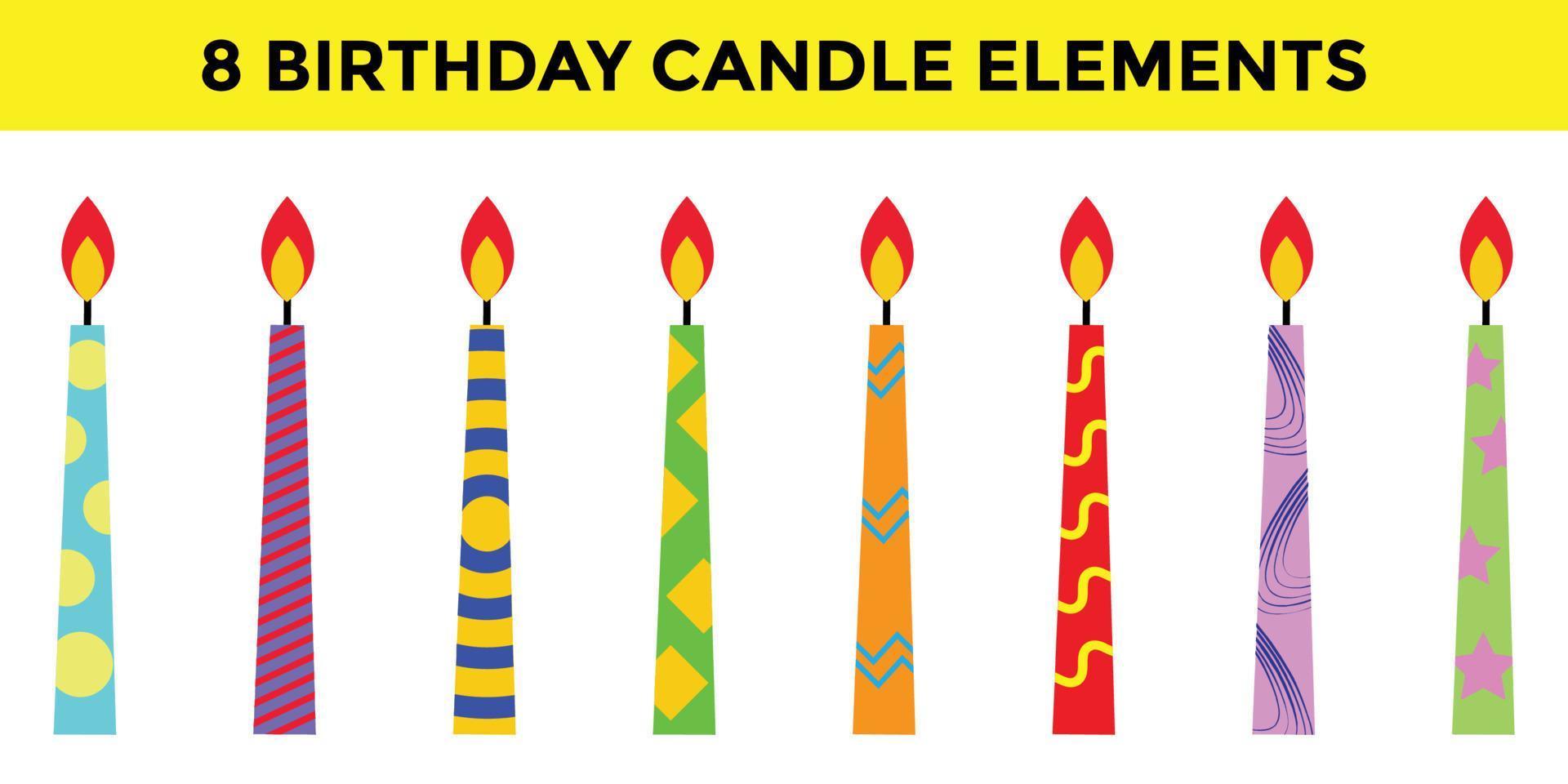 cute candle birthday element collection vector