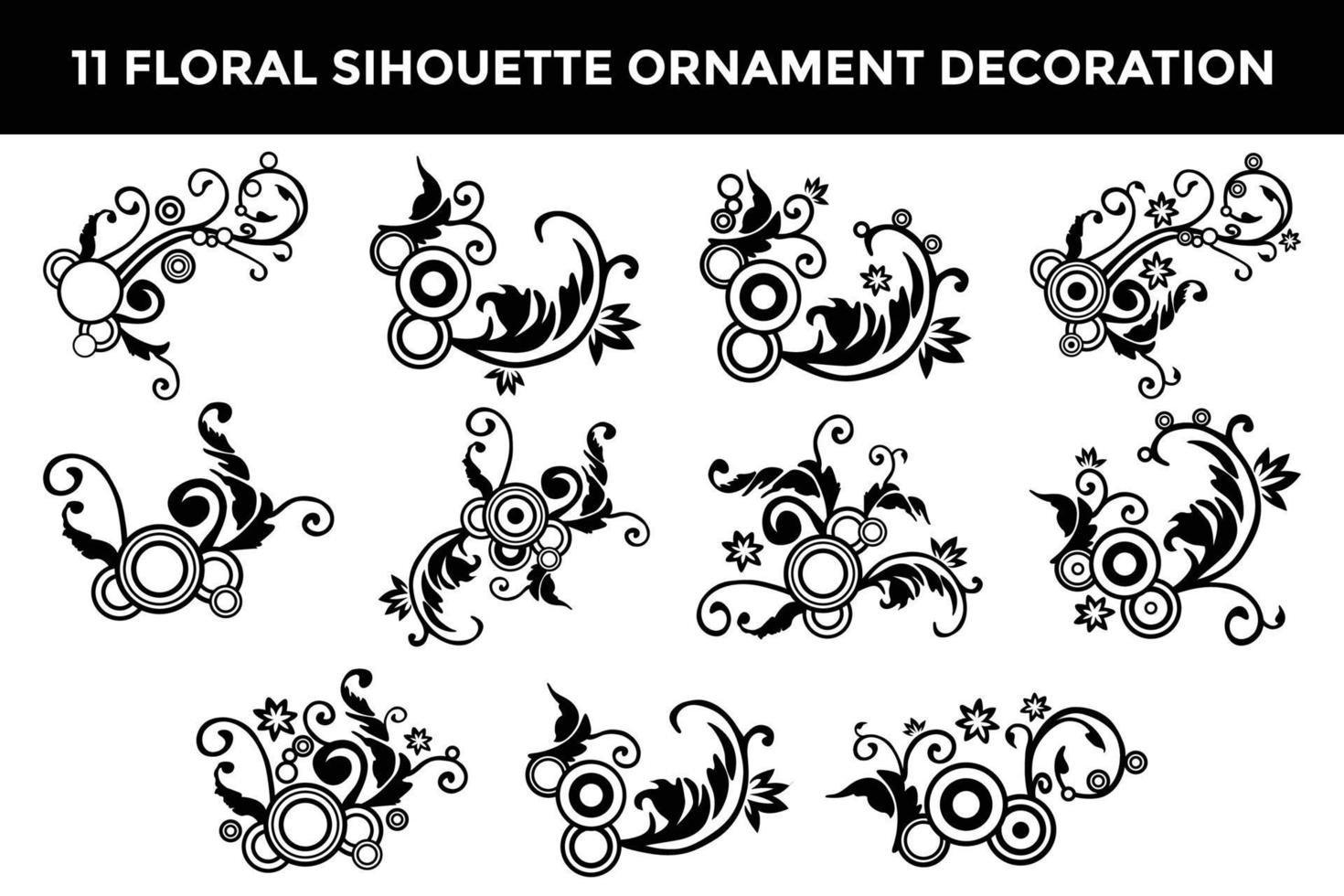 Floral silhouette black and white ornament decoration vector