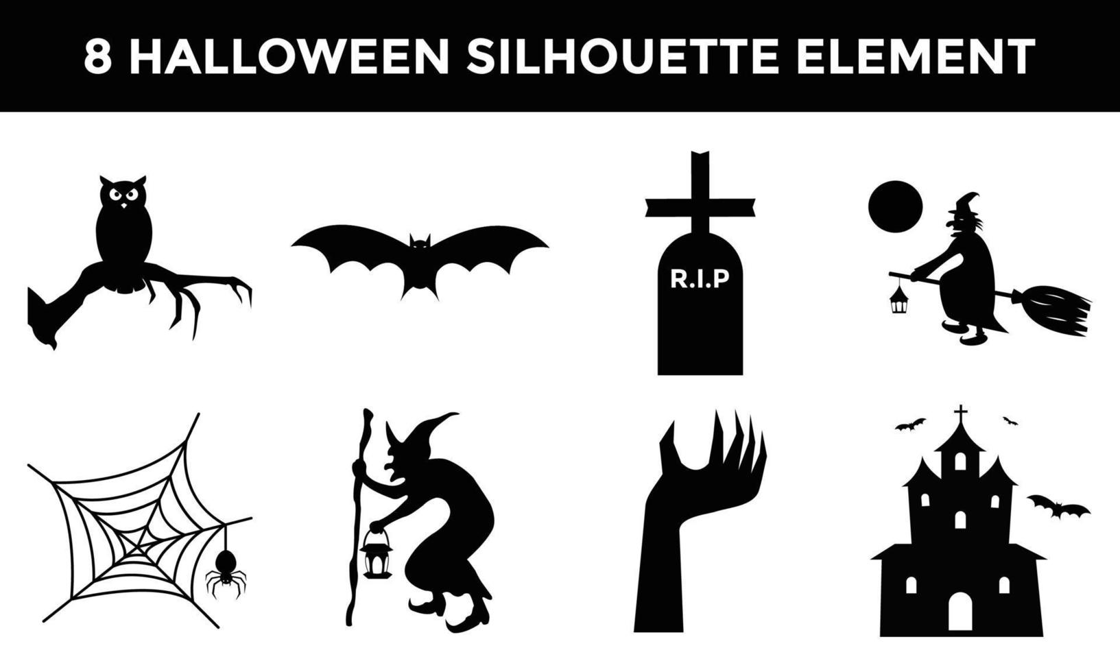 colección de diseño de elementos de silueta de halloween vector