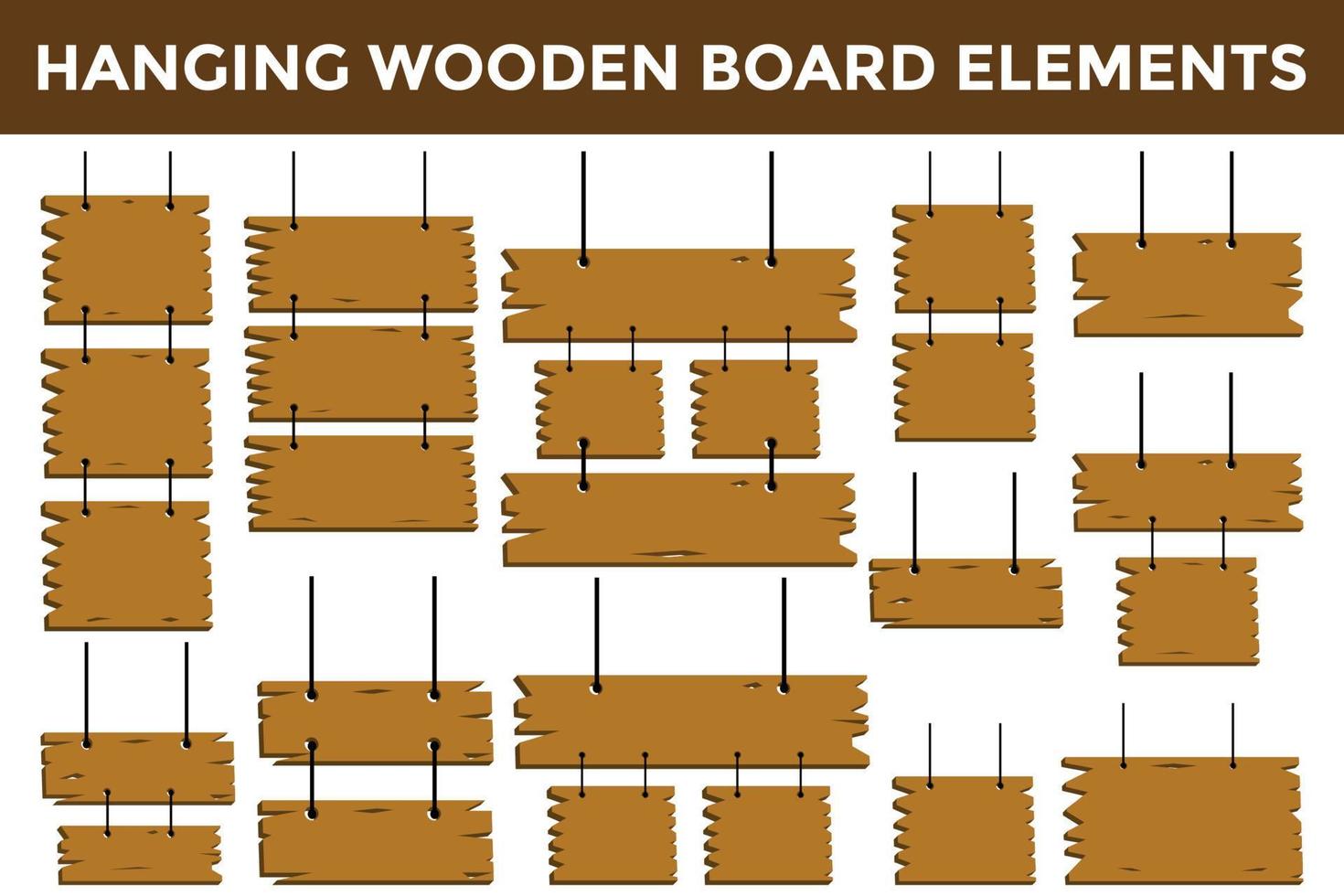 hanging wood sign board element design vector