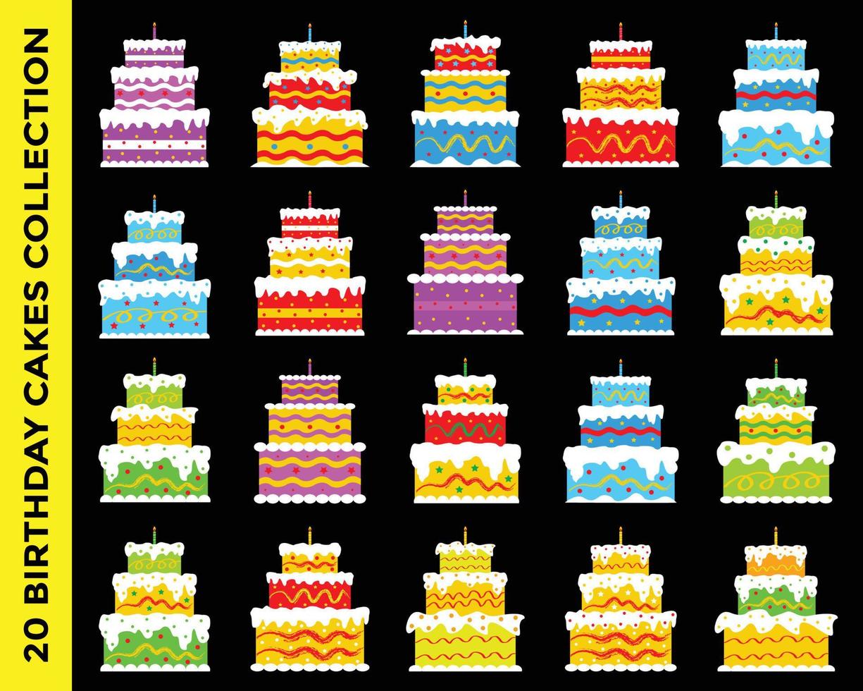 ilustración de elemento de decoración de pastel de cumpleaños vector