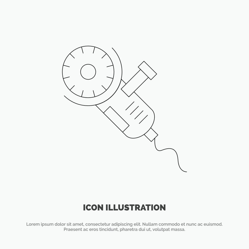 Saw Circular Saw Power Tool Blade Line Icon Vector