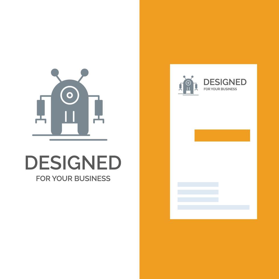 Human Robotic Robot Technology Grey Logo Design and Business Card Template vector