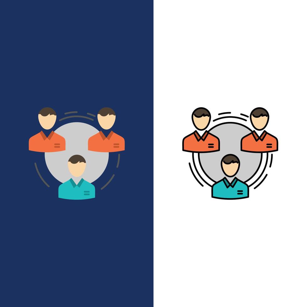 Team Business Communication Hierarchy People Social Structure  Icons Flat and Line Filled Icon Set V vector