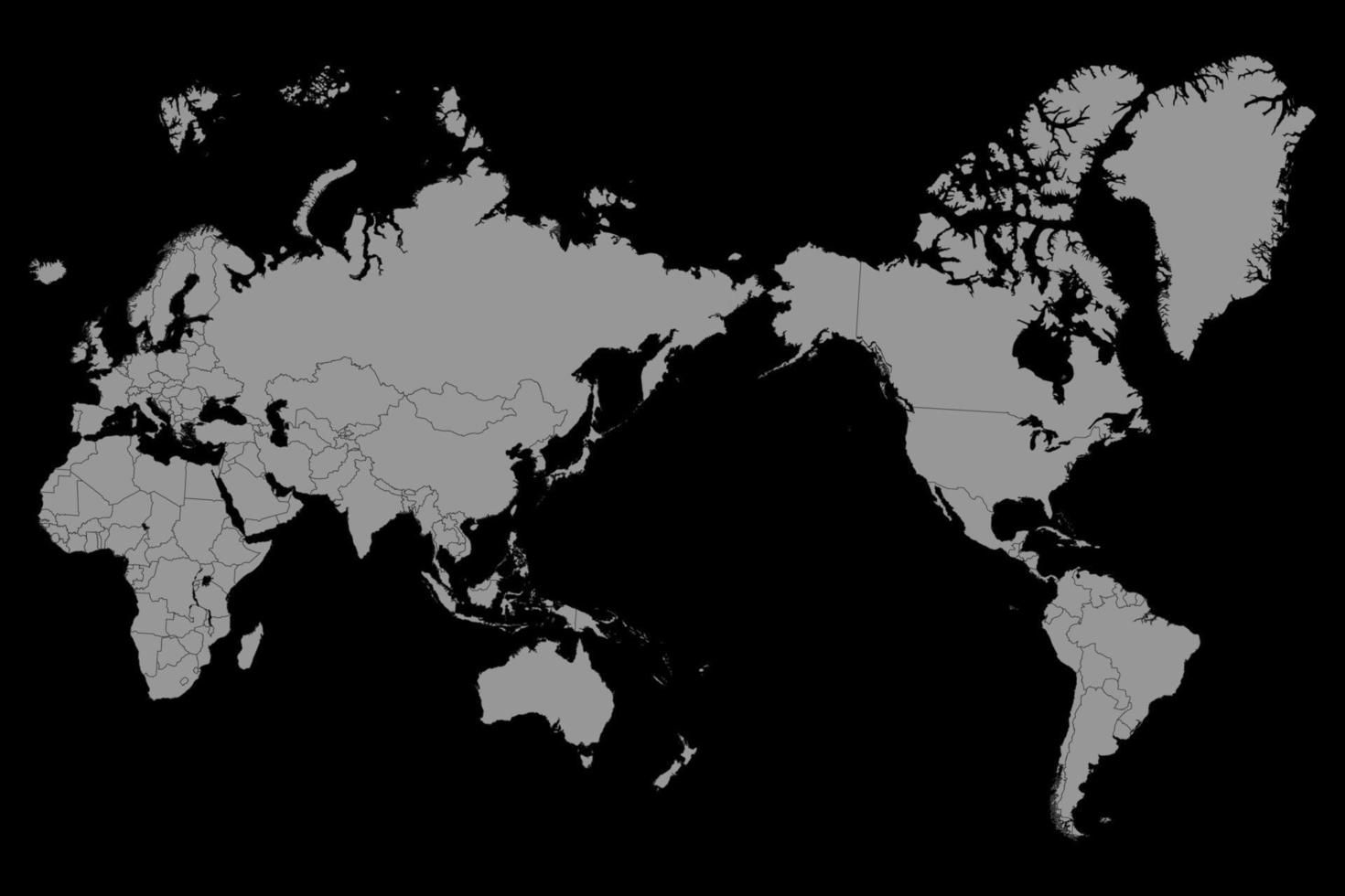 Pacific Ocean on world map. Vector illustration.