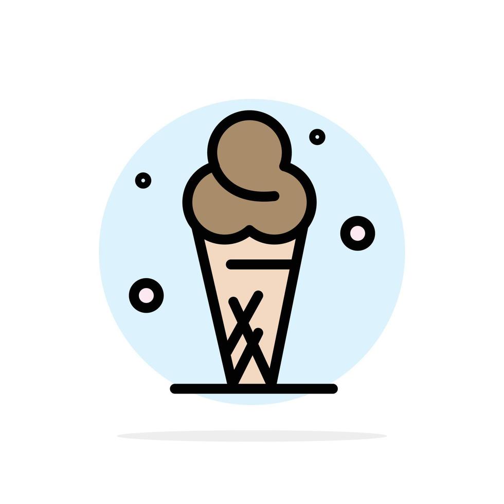 Ice Cream Cream Ice Cone Abstract Circle Background Flat color Icon vector