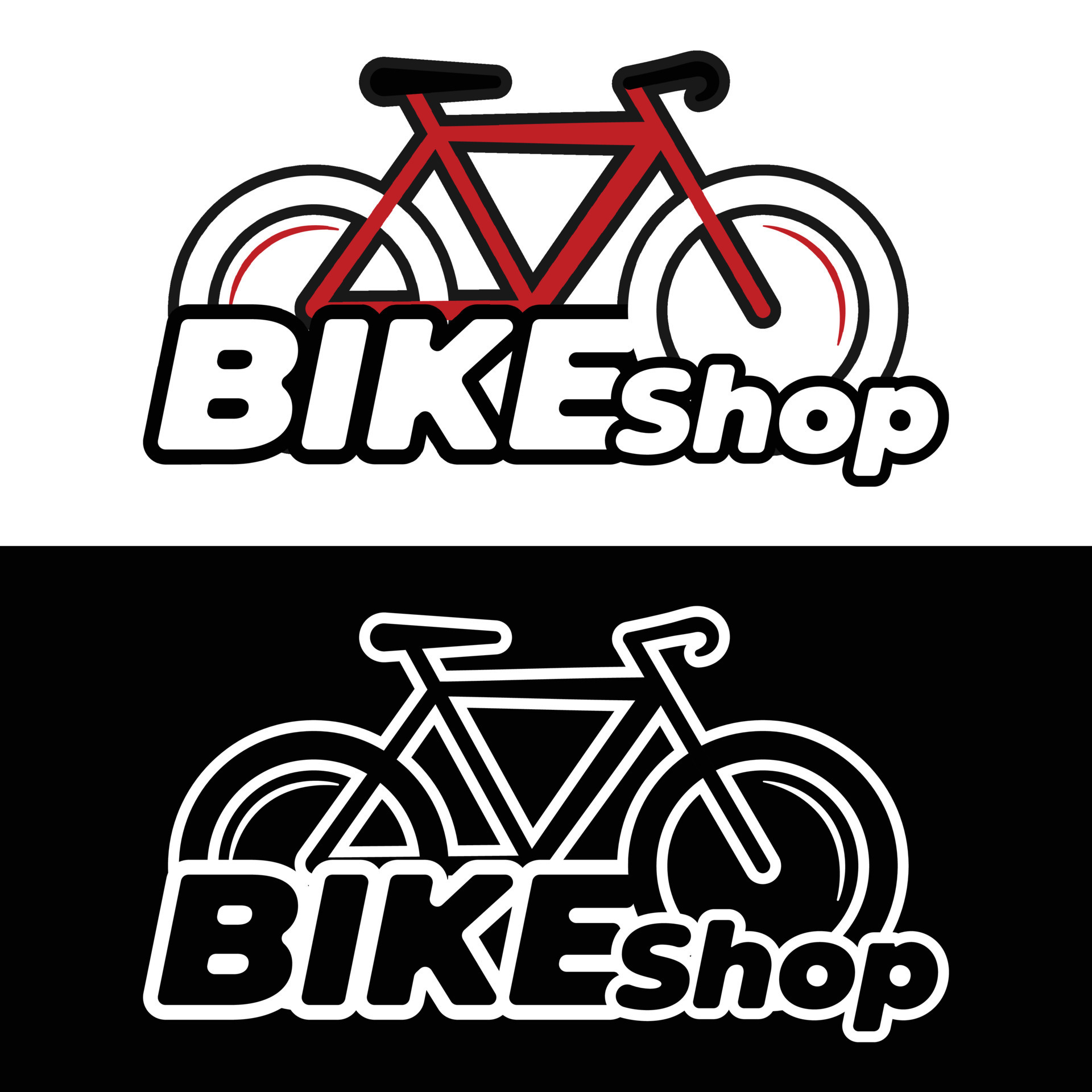 Vector illustration of bicycle with red and black colour. Perferct for ...