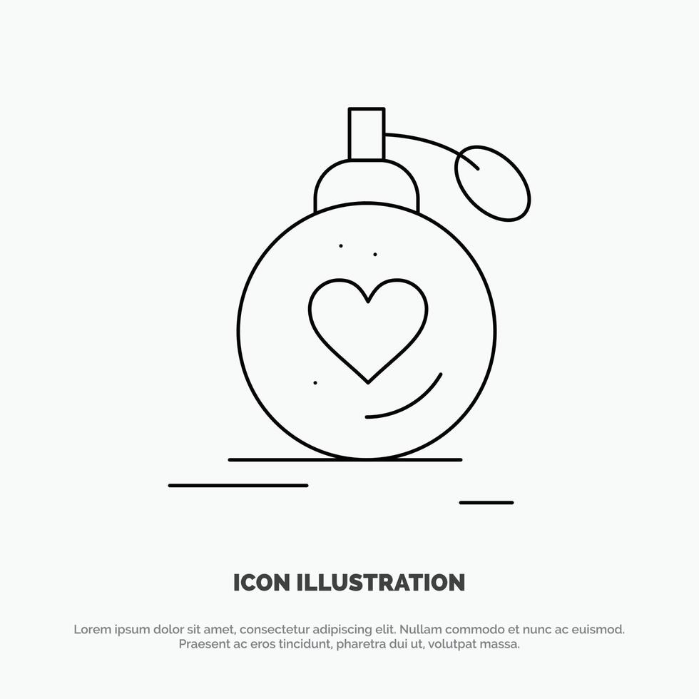 Love Marriage Passion Perfume Valentine Wedding Line Icon Vector