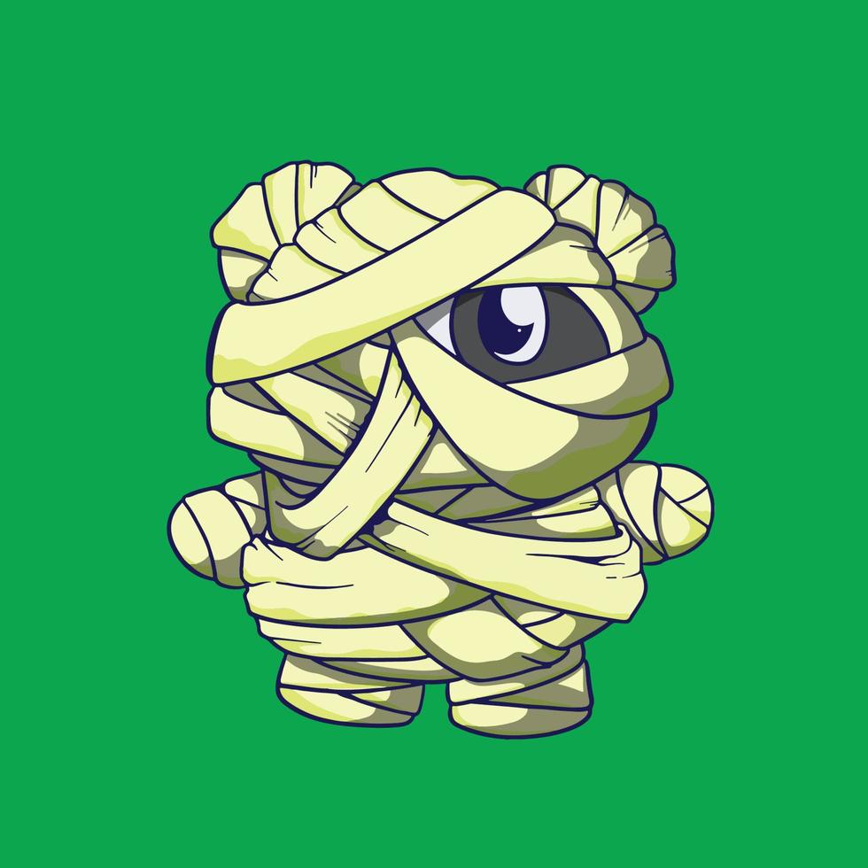 cartoon panda mummy halloween theme vector