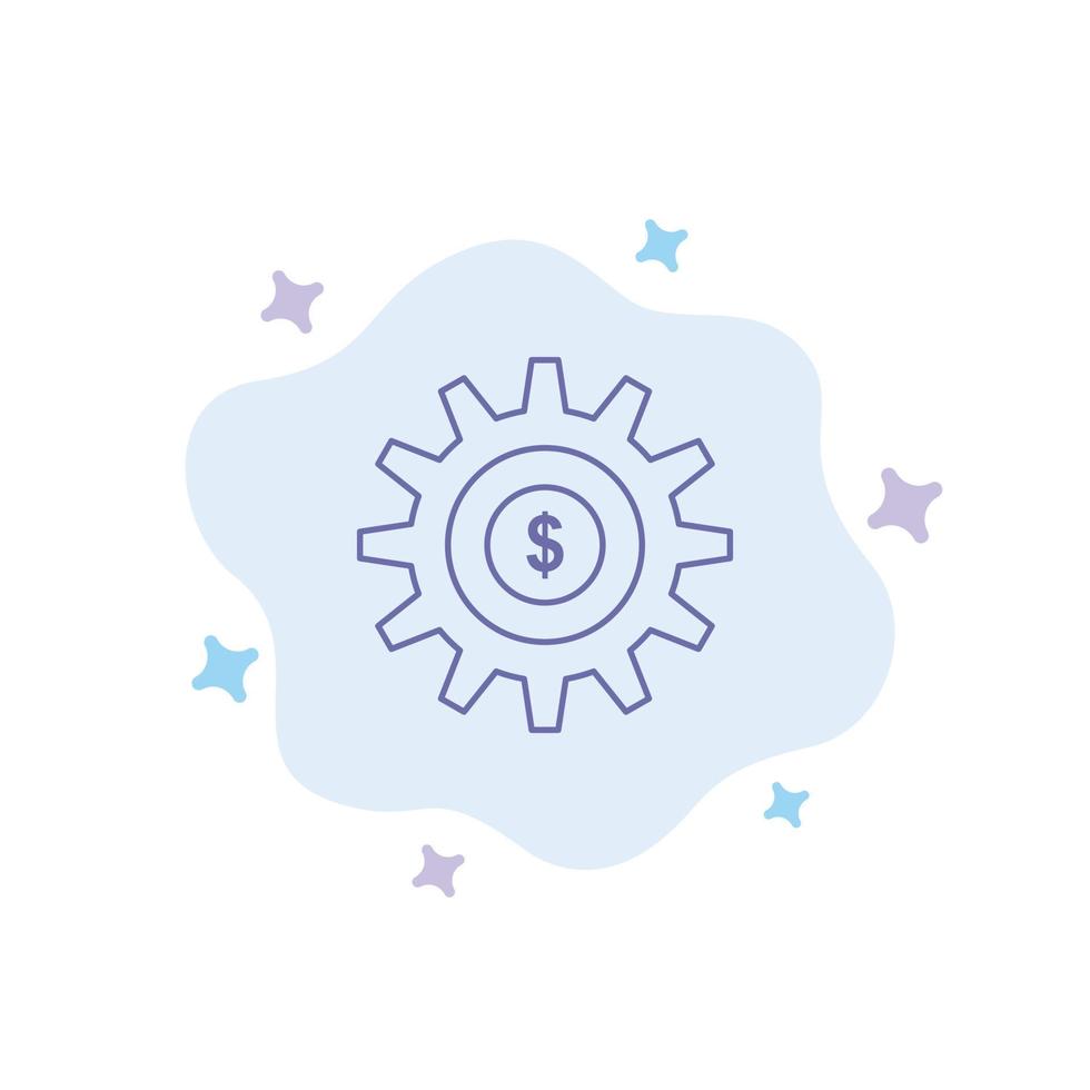 Gear Setting Money Success Blue Icon on Abstract Cloud Background vector
