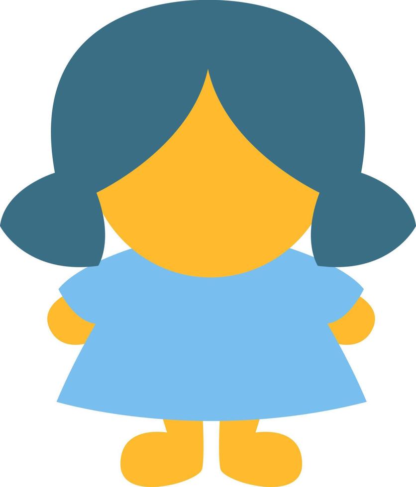 Blue doll toy, illustration, vector on a white background.