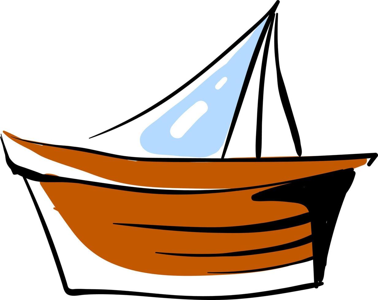 Small wooden boat, illustration, vector on white background.