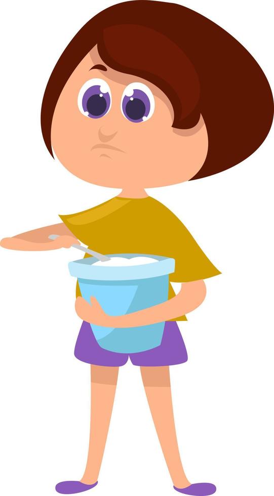 Woman making ice cream , illustration, vector on white background