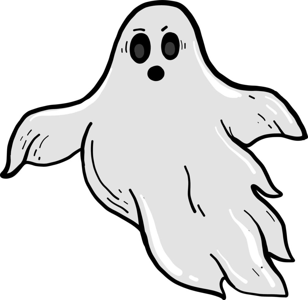 Big scary ghost, illustration, vector on white background.