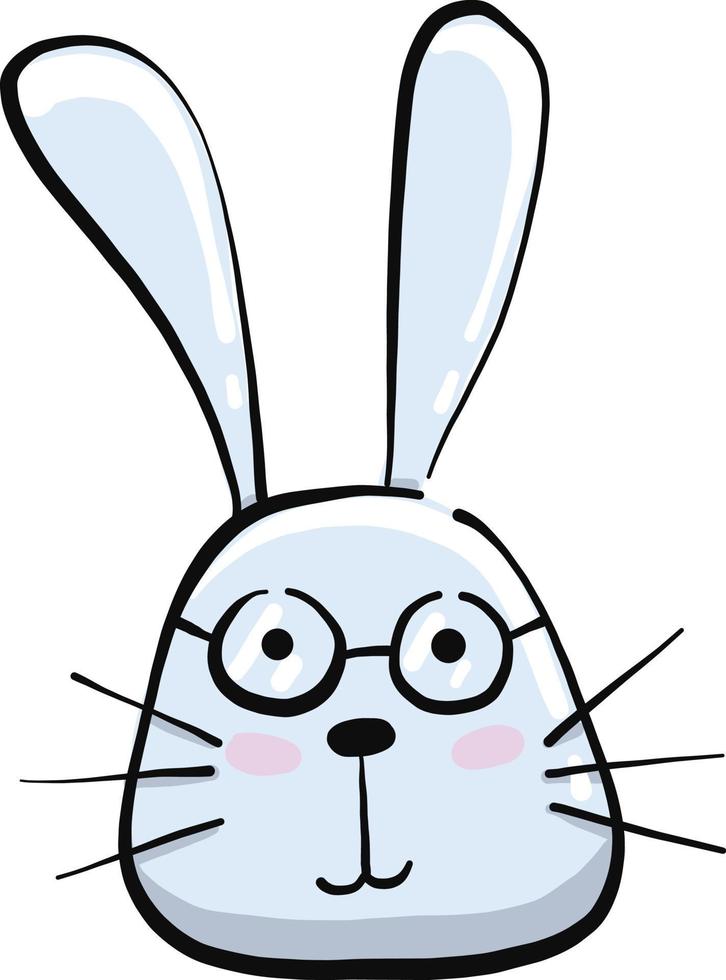 Bunny witth glasses, illustration, vector on a white background.