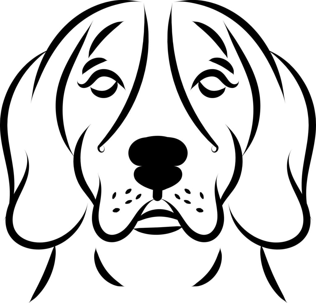 Cute dog with long ears, illustration, vector on white background.