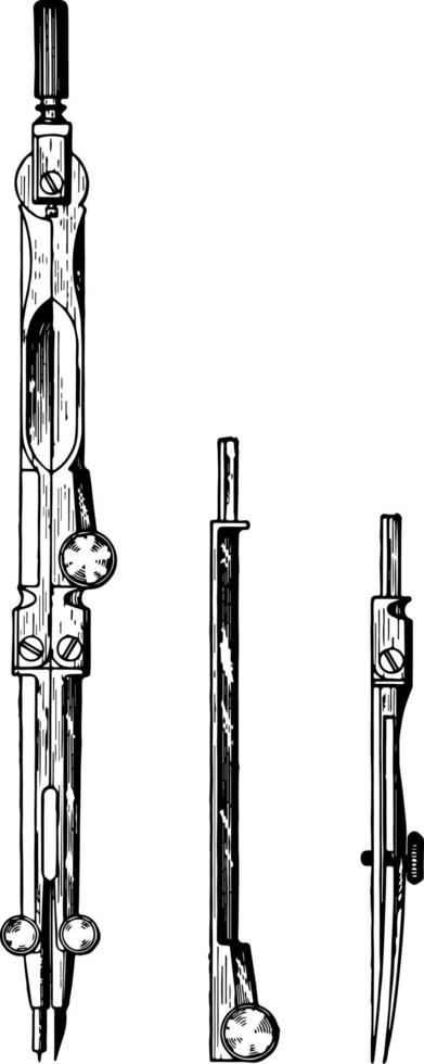 Compasses and Attachments vintage illustration. vector