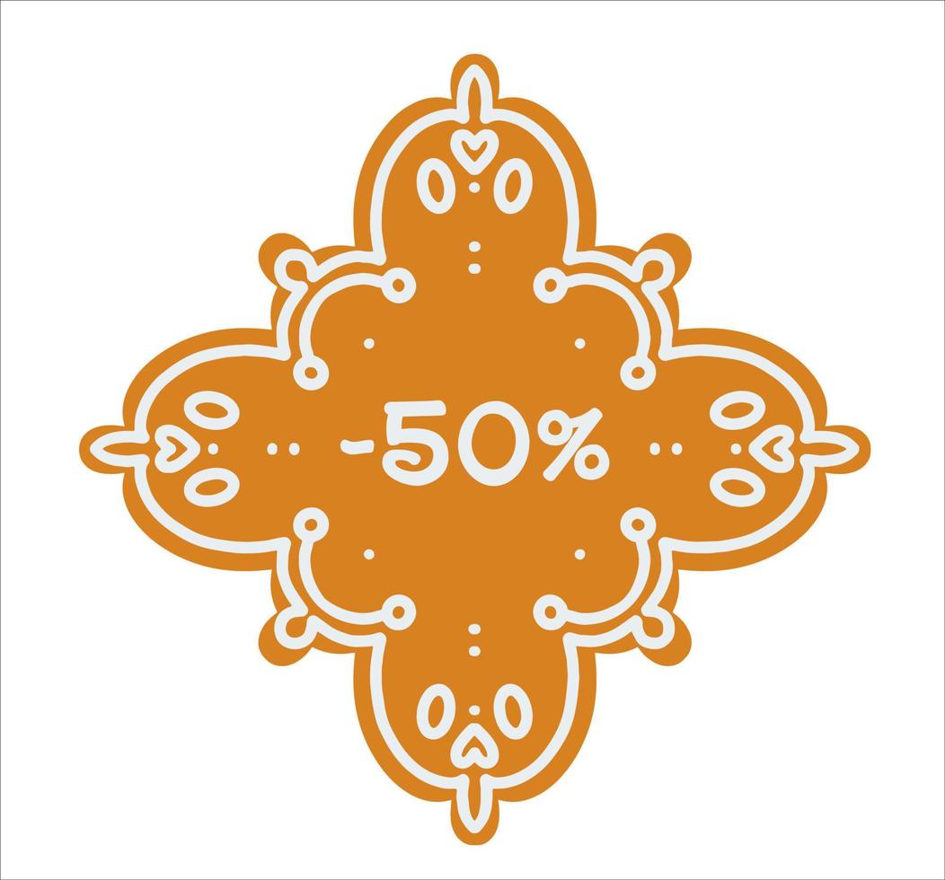 Snowflake Gingerbread Discount Advertisement. Layout design for confectionery business. Traditional background design. vector