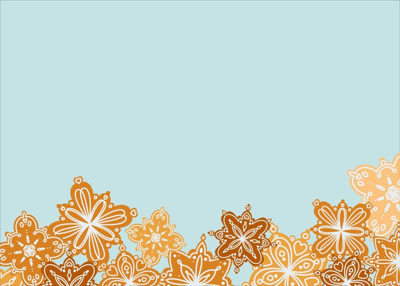 Frame of gingerbread in the form of snowflakes decorated with sugar icing. Frame mockup design for invitation cards. Decorative border. Traditional background design. vector