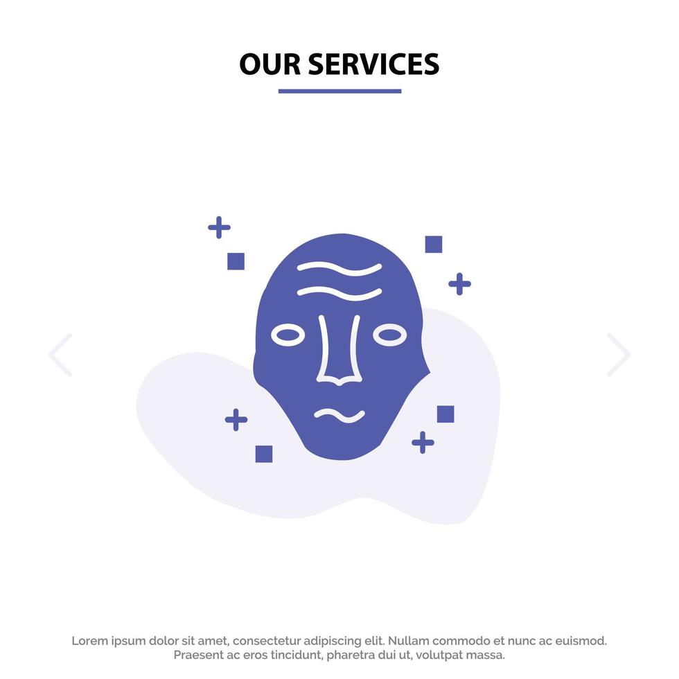 Our Services Alien Galaxy Science Space Ufo Solid Glyph Icon Web card Template vector