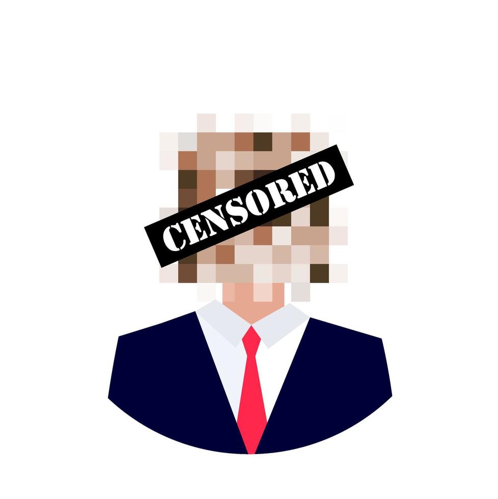 Censored concept. Man with censored sign on his face vector