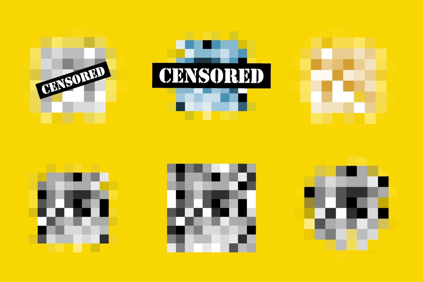 Set of Pixel censored signs. Black censor bar concept. Censorship rectangle. vector