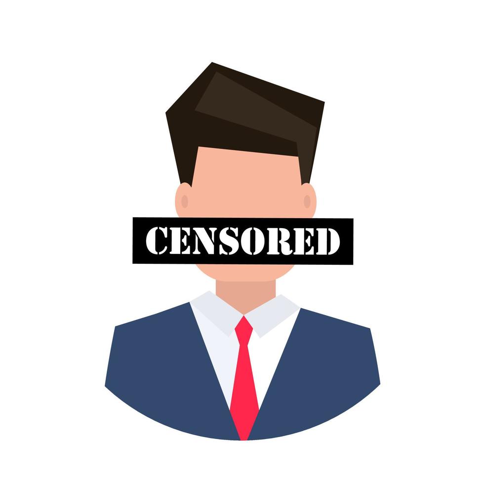 Censored concept. Man with censored sign on his face vector