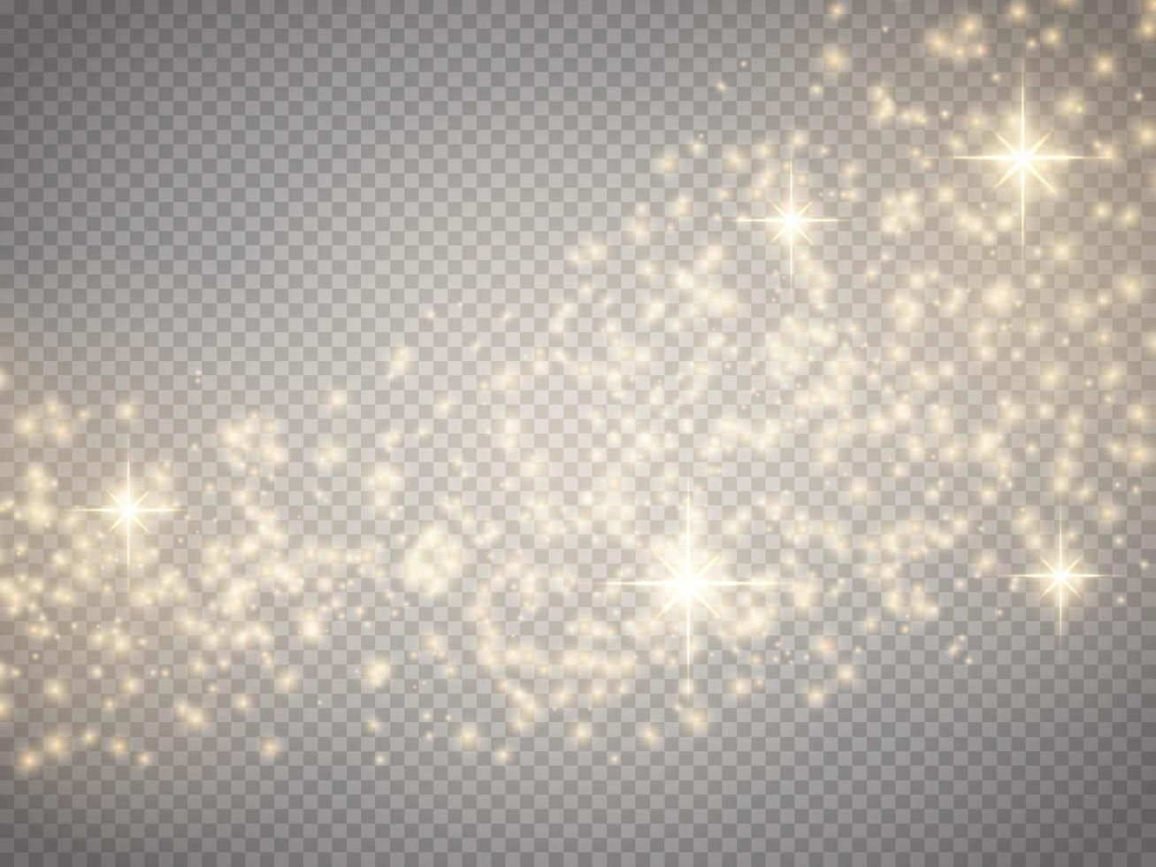 luces doradas de bokeh con partículas brillantes aisladas. vector